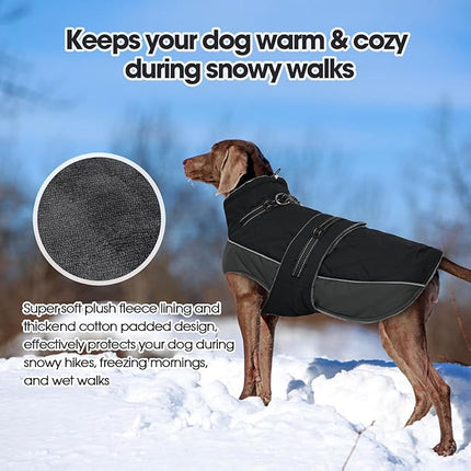 QBLEEV Warm Dog Jacket - Reflective, Adjustable Winter Coat with Turtleneck for Cold Weather, Waterproof Fleece Snowsuit for Small, Medium, Large Dogs