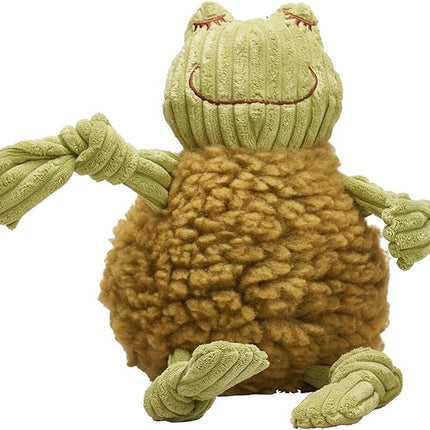 HuggleHounds Knottie Plush Dog Toy - Dog Stuffed Animal Toy, Puppy Toys, Squeaky Dog Toy for Small, Medium & Large Dogs, Soft Fleece, Durable Plush to Keep Them Busy - Fiona The Frog, Small