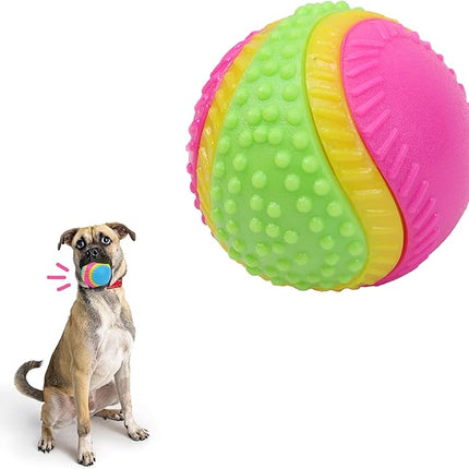 SPOT Sensory Ball Dog Toy for Soft Chewers – 3.25-Inch Durable TPR Rubber Ball with Squeaker and Bell, Textured for Gentle Chewing, High-Contrast Colors for Indoor & Outdoor Fetch Play