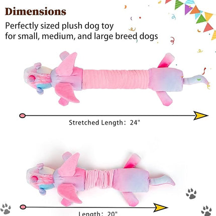 Squeaky Crinkle Plush Unicorn Dog Toys, Dog Toys to Keep Them Busy, Tug of War & Pull Toys for Small, Medium Dogs Puppy
