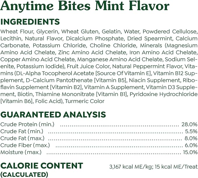 Greenies Anytime Bites Dog Treats, Mint Flavor, 10.3 oz. Bag
