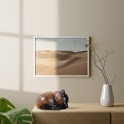 Pet Urns,Sleeping Resin Cremation Cat Urn, Cat Urns for Ashes, Small Animal Urn （Brown）…