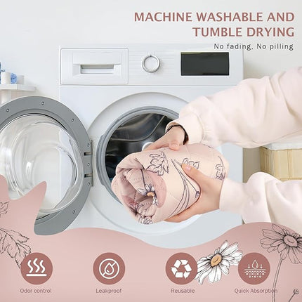 IEUUMLER Washable Pee Pads for Dogs, 2 Pack Non-Slip & Waterproof Pack Whelping Pad, Reusable Washable Puppy Potty Training Pad with Fast Absorbent for Playpen EU007 (Pink Daisy, 34"X36"-2pcs)