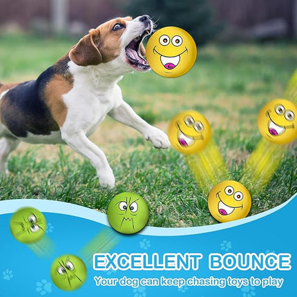 3.14" Squeaky Dog Toys Funny Smile Face Chewing Latex Rubber Soft Fetch Play Interactive Squeaky Dog Balls for Puppy Small Medium Pet Dog (6PCS)