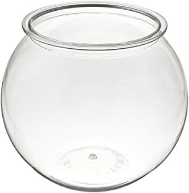 Aquatic Wonder 1 Gallon Fish Bowl: Round Crystal Clear Plastic is Break-Resistant and Light Weight. Ideal for Betta Fish Aquarium, Home décor and Party Drinks