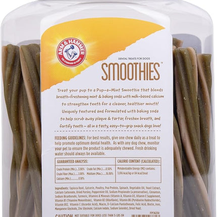 Arm & Hammer for Pets Smoothies Dental Treats for Dogs with Baking Soda and Calcium, Treat Chews Help Fight Bad Breath, Plaque & Tartar without Brushing, Mint, 57 Pcs (Packaging may vary)