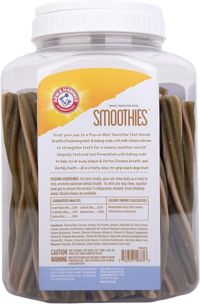 Arm & Hammer for Pets Smoothies Dental Treats for Dogs with Baking Soda and Calcium, Treat Chews Help Fight Bad Breath, Plaque & Tartar without Brushing, Mint, 57 Pcs (Packaging may vary)