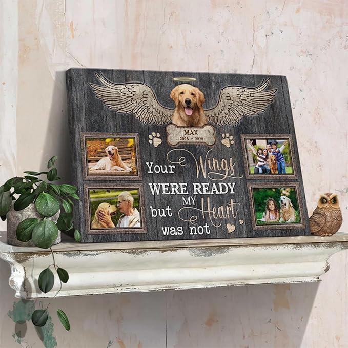 Dem Canvas Personalized Photo Canvas Prints For Dog Lover, Dog Loss Gifts, Your Wings Were Ready, Pet Memorial Gifts, Dog Death Sympathy Gifts, Dog Cat Passing Away Loss Gift Dog Grieving Gifts