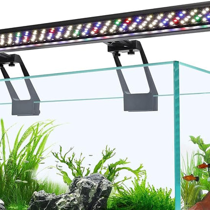hygger Clip On Full Spectrum Aquarium LED Light, 42W Day-Night Dual Timer Sunrise-Day-Sunset-Moon Fish Tank Light, Adjustable Timer Brightness with 9 Colors for Planted Tank