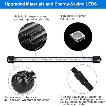 VARMHUS Submersible LED Aquarium Light,Fish Tank Light with Timer Auto On/Off Dimming Function,3 Light Modes Dimmable White-Blue,10 Brightness Levels Optional&3 Levels of timed Loop Function 7.5''