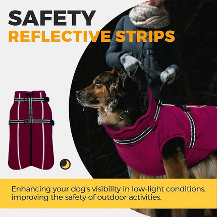 Lelepet Dog Winter Coat Waterproof Dog Jacket with Harness Built in Windproof Reflective Pet Coats for Small Medium Large Dogs, Thermal Fleece Lined Coats for Cold Weather Walking Hiking, Shih Tzu, S