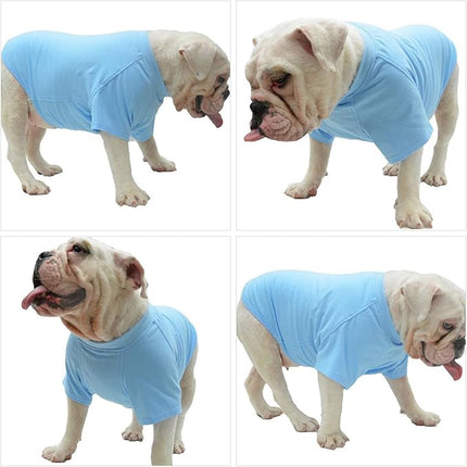 Lovelonglong Bulldog Clothes Dog Clothing Blank T-Shirt Tee Shirts for French Bulldog English Bulldog American Pit Bull Pugs 100% Cotton Skin Care Light-Blue B-M