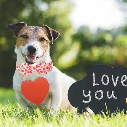 ARING PET Valentine Bow Dog Collar, Pink Red Heart Pet Collar with Bowtie for Small Medium Large Dogs-L