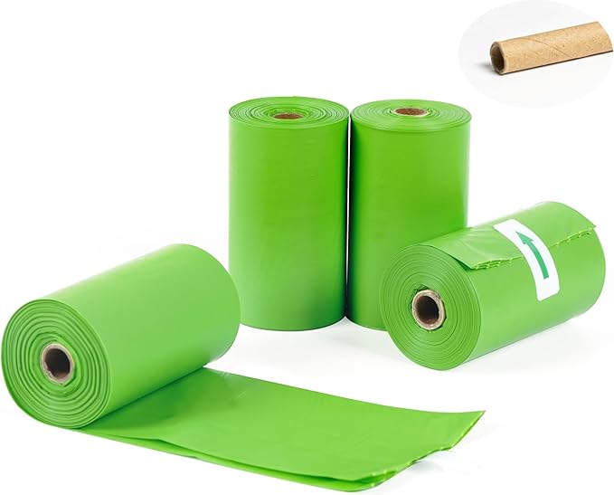 Woof & Barks CLEAR Dog Poop Bag Holder and Dispenser with Leash Attachment, Includes 1 Standard Roll of Green Poop Bags