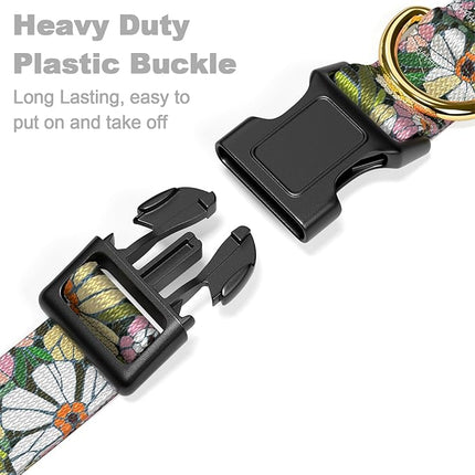 Rnivvi Dog Collar for Small Dogs, Floral Heavy Duty Adjustable Puppy Collar with Quick Release Buckle for Girl & Female, Pet Accessories for Walking Running, XS Length 5/8" Width, Abstract Flowers