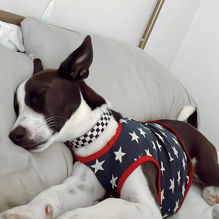 Fitwarm Patriotic Star Dog Shirt for 4th of July, Memorial Day, Independence Day, Holiday Dog Clothes for Small Dogs Boy Girl, Pet Cat Outfit, 100% Breathable Cotton, Red, Navy Blue, White, XXL