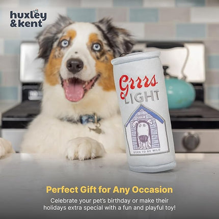 Huxley & Kent Funny Dog Toy w/Squeaker – Power Plush Squeaky Dog Toys for Small, Medium & Large Dogs – Soft Stuffed Animal for Indoor Play & Fetch - Grrrs Light, Large