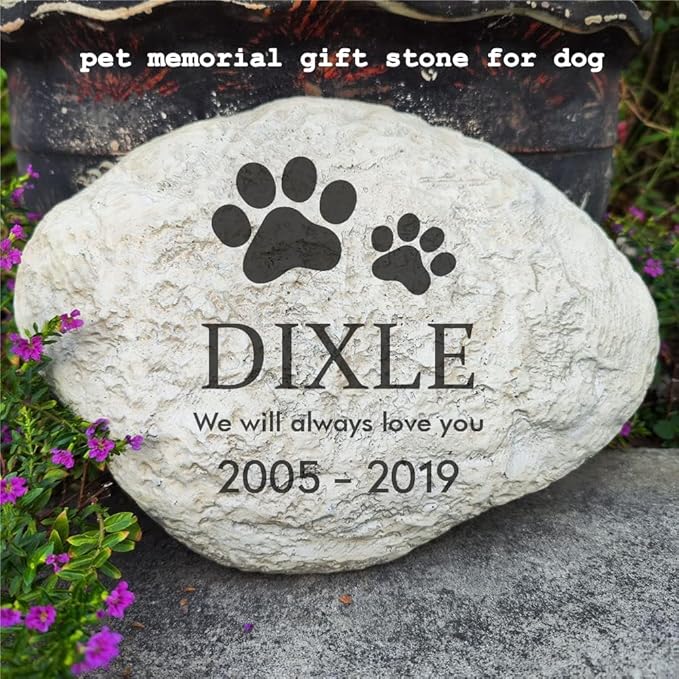 Personalized Dog Pet Memorial Stones Loss Stones - Engraved Name and Dates Pet Dog Garden Stones Grave Markers Headstones, Sympathy Pet Dog Memorial Gifts Loss Gifts Outdoor - 11"×8"