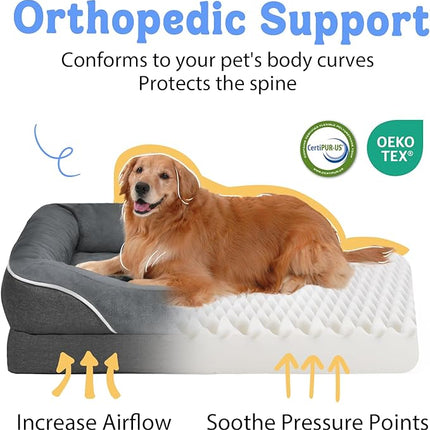 Large Orthopedic Dog Bed Washable - XL Dog Couch Sofa - Four Sides Dogs Beds Waterproof Non-Slip for Large Sized Dogs