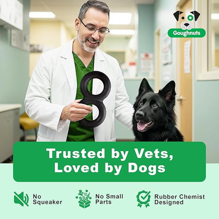 Goughnuts — Dog Toys for Aggressive Chewers | Virtually Indestructible Pull Toy for Large Breeds Such as Pit Bulls and German Shepherds | Heavy Duty Tug Dog Toy | Large | Black