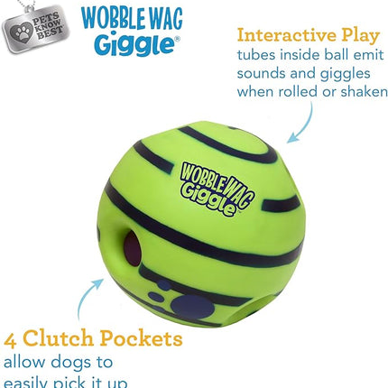Wobble Wag Giggle Ball | Rolling Enrichment Toy for Fun Playtime, Interactive Play for Indoor or Outdoor, Keeps Dogs & Puppies Large, Medium or Small Busy & Moving, As Seen on TV | Pack of 1