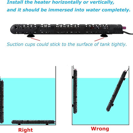 100W/300W/500W Aquarium Heater Submersible 10-90 Gallon 300 Watt Fish Tank Heater with Durable Quartz Glass Protective Sleeve Auto Thermostat for Fresh Water and Salt Water