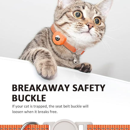 Apple AirTag Cat Collar, GPS Tracker Kitten Collar with Breakaway Feature, Lightweight and Reflective, Perfect for Cats and Puppies (Orange)