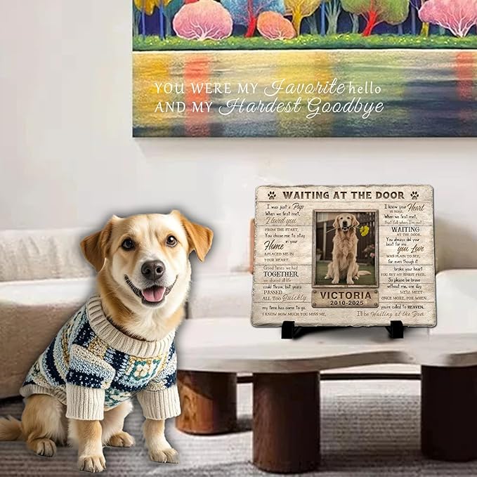 Personalized Pet Memorial Stone, Custom Dog Memorial Gifts for Loss of Dog with Photo Name Date, Dog Remembrance Gift, Loss of Dog Sympathy Gift for Dog Cat Lovers (Quote 2)