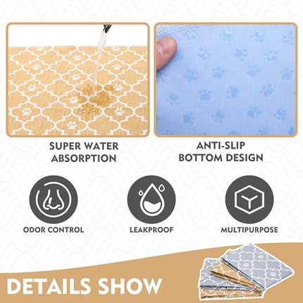 KOOLTAIL Washable Pee Pads for Dogs, 4 Packs Super Absorbent Leakproof & Non-Slip Dog Pee Pad Large, Reusable Puppy Training Pads Waterproof, Pet Mat Rug for Whelping,Floor,Crate Cats Animals, 24"x36"