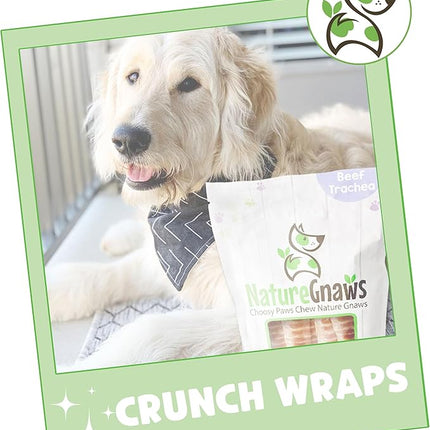 Nature Gnaws Beef Trachea Crunch Wraps for Dogs, 3 Count, Pack of 4 | Long Lasting | Natural Beef Jerky | Rawhide Free | Dog Chew Bones