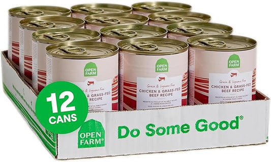 Open Farm Canned Dog Food, Paté for Complete & Balanced Nutrition, Grain-Free and Legume-Free, Grass-Fed Beef Recipe, 12.5oz Cans (Pack of 12)