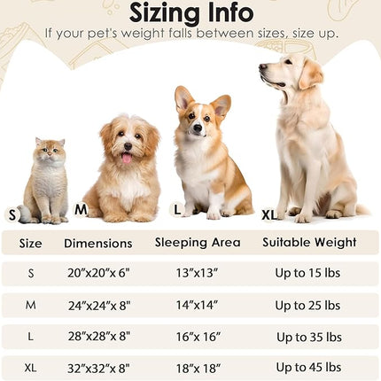 Dogs Bed for Small Dogs, Anti-Anxiety Washable Round Bed (Camel, 24.0" L x 24.0" W x 8.0" Th)