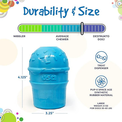 SodaPup Ice Cream Cone – Durable Dog Treat Dispenser & Chew Toy Made in USA from Non-Toxic, Pet Safe, Food Safe Natural Rubber Material for Mental Stimulation, Problem Chewing, Calming Nerves, & More