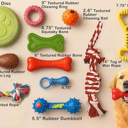Jalousie Chew Toy Natural Rubber chew Toy for Interactive Play Toy Ball Rope Rubber Value Set for Small to Medium Breed Dog mutt Puppy