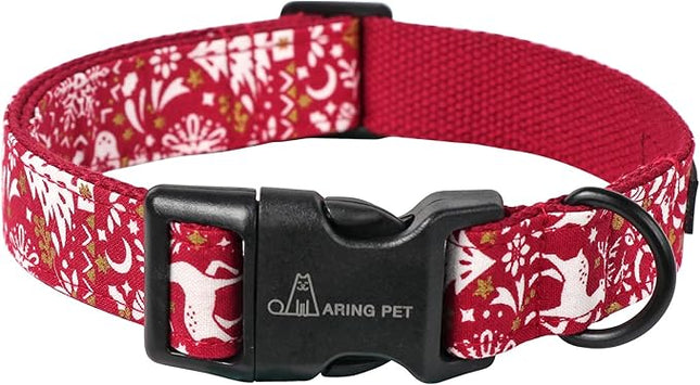 ARING PET Christmas Dog Collar, Cute Red Reindeer Cotton Lightweight Xmas Pet Collars for Puppy Small Medium Large Dogs-S