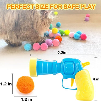 31Pcs Cat Ball Toy Launcher Gun,Cat Balls Fetch Toy,30Pcs Plush Fuzzy Balls Launcher Cat Toy for Cats with 1 Gun,Funny Interactive Cat Toys for Bored Indoor Adult Cats,Cute Kitten Kitty Toys