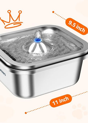 Cat Water Fountain Stainless Steel: 4L/140oz Pet Fountain Water Bowl Indoor, Automatic Dog Drinking Dispenser, Cat Feeding Watering Supplies, Metal Kitty Waterer Fountain, 1 Replacement Filters