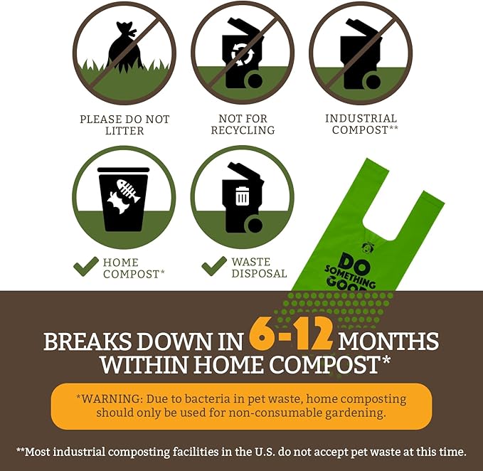 Doggy Do Good Poop Bags for Dogs (60 Ct), Easy Open Dog Poop Bags Rolls, Certified Home Compostable