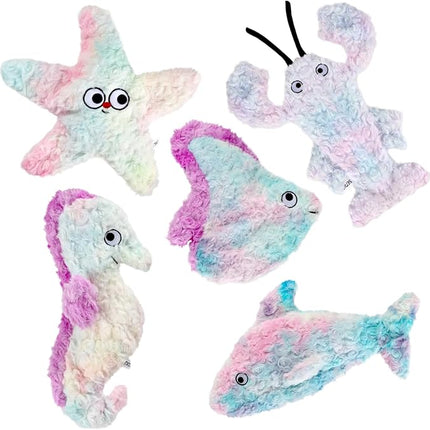 Dog Toys Pack, Durable Unstuffed Animal Dog Chew Toy, Large Soft Plush Dogs Toys Set, Dog Squeaky Toy for Small, Middle, Large Breed(5-Pack, Ocean Animals)