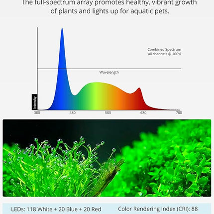 NICREW SkyLED Plus Aquarium Plant Light, Freshwater Fish Tank Light with Ramp Up and Dim Down, Spectrum Adjustable and Lighting Schedule Programmable with Controller, 48-60 Inches, 45 Watts