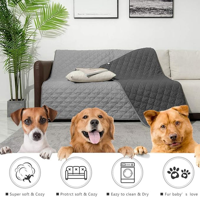 SPXTEX Dog Bed Cover Washable Pee Pads Dog Blankets for Puppy Large Dog Cat,Sofa Reversible Changing Pad Reusable 1 Piece（82"x82",Dark Grey+Grey）