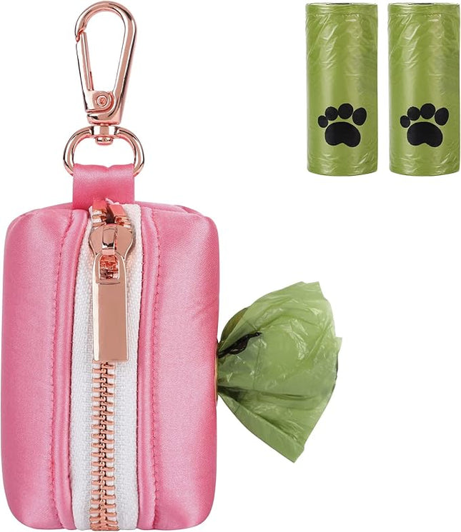 Lionet Paws Cute Dog Poop Bag Holder for Leash, Silk Bag Dispenser, Matching Collar
