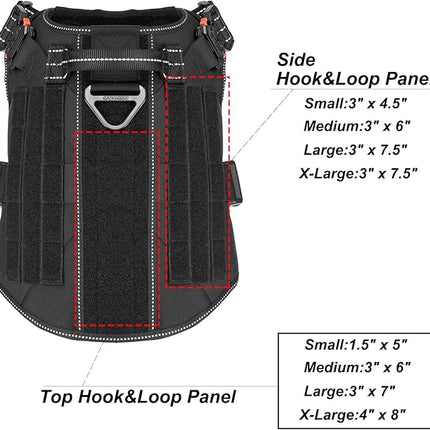 ICEFANG Tactical Dog Harness, X-Large Size,2X Metal Buckle,Working Dog MOLLE Vest with Handle,No Pulling Front Leash Clip,Hook and Loop Panel (Black,XL (Pack of 1))