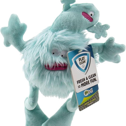 goDog PlayClean Germs Squeaky Plush Dog Toy with Odor-Eliminating Essential Oils, Chew Guard Technology - Seafoam, Small