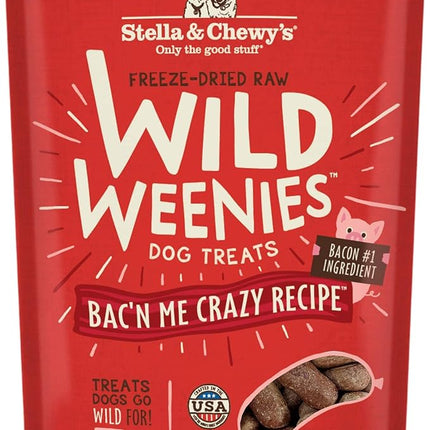 Stella & Chewy's Freeze-Dried Raw Wild Weenies Dog Treats - High-Protein Training Treats for Dogs & Puppies - All-Natural Bacon Recipe with 95% Meat & Organs - USA Made - 11 oz Bag