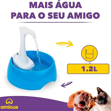 Aqua First Pet Water Fountain – Automatic Water Dispenser for Dogs, Cats, and Small Pets – Indoor Hydration Bowl – 1.2L/42 fl oz – Blue