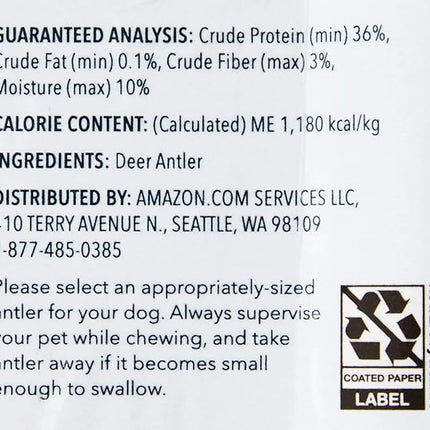 Amazon Brand - Wag Dog Deer Antler Chew, Naturally Shed, Whole, Large 8-9.5 inches, Long Lasting for Aggressive Chewers, Best for Dogs 30-45 lbs, 3.20 Ounce (Pack of 1)