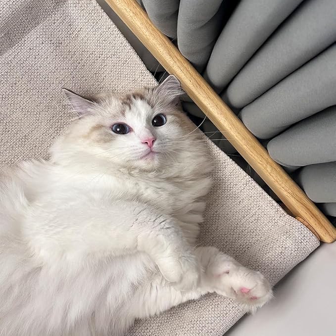 Cat Bed, Solid Wooden Pet Hammock, Soft and Breathable Fabrics, Cat Beds for Indoor Cats Washable, Dog Bed for Small Dogs (Solid Rubberwood, 21" L x 16.5" W x 10" H)