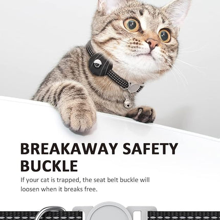 Apple AirTag Cat Collar, GPS Tracker Kitten Collar with Breakaway Feature and Bell, Lightweight for Cats and Kittens (Black)