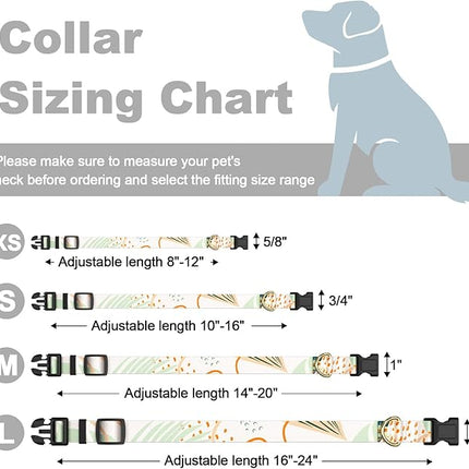 Rnivvi Dog Collar for Medium Dogs, Cute Boho Heavy Duty Adjustable Puppy Collar with Quick Release Buckle for Girl & Female, Pet Accessories for Walking Running, M Length 1" Width, Tropical Leaves